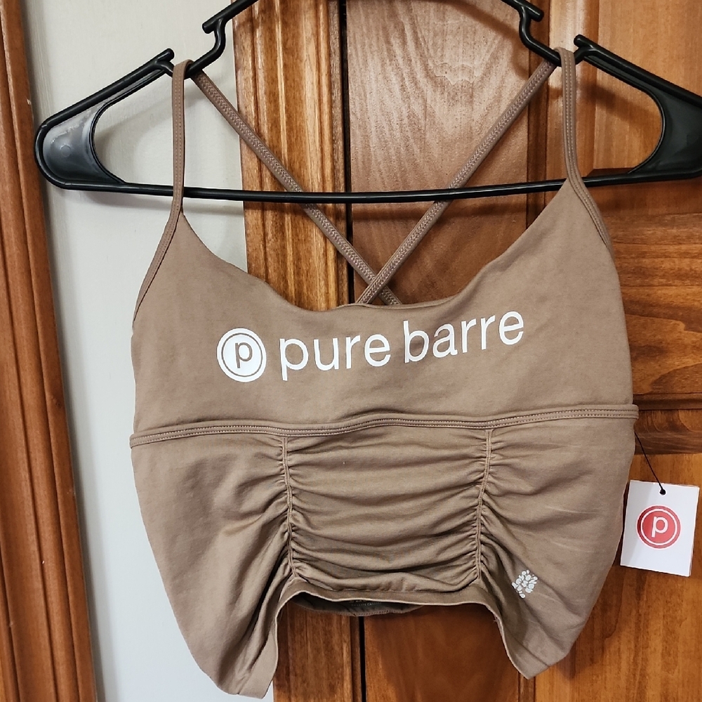 Pure Barre Tan Ruched Tank Top